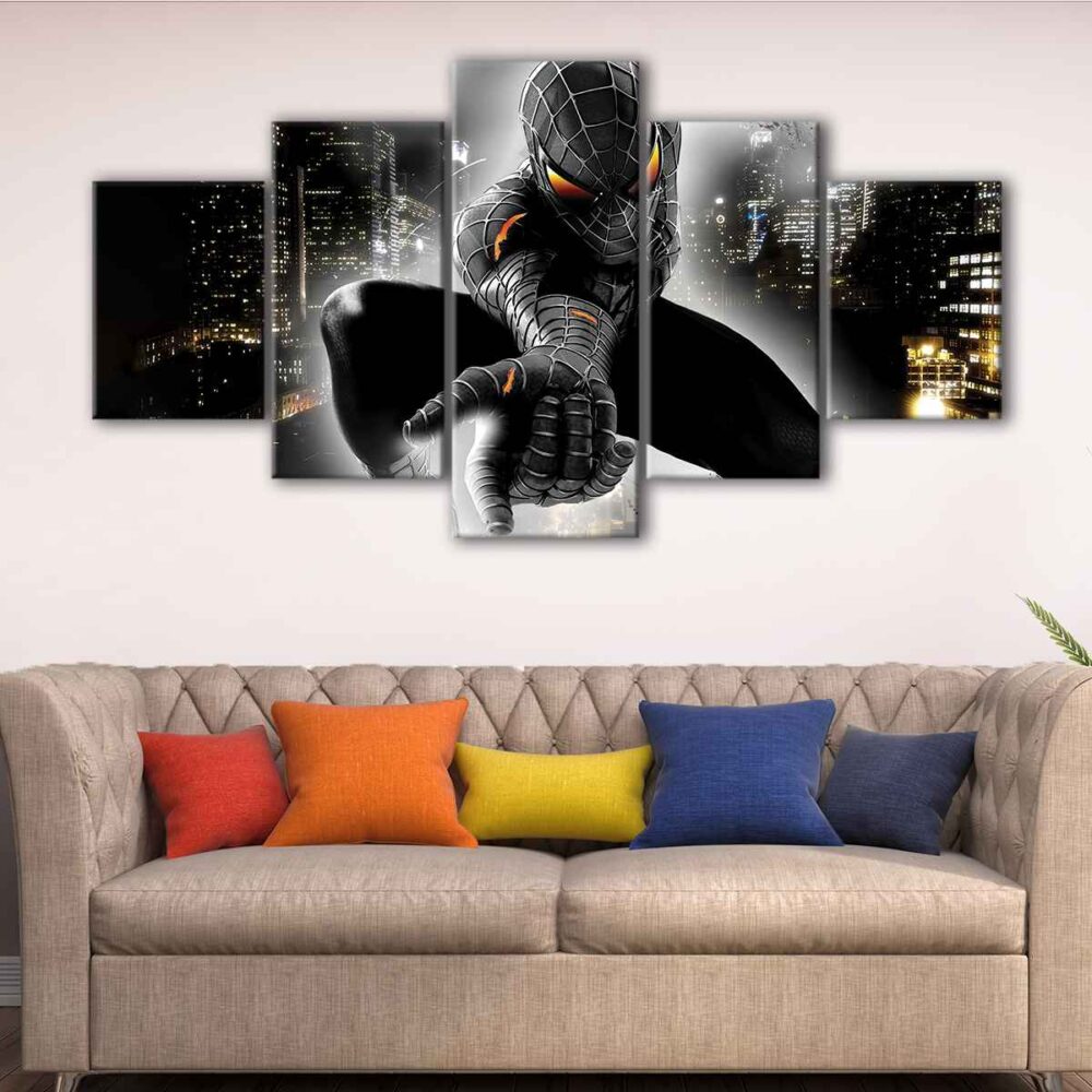 5 panels dark spider man canvas art