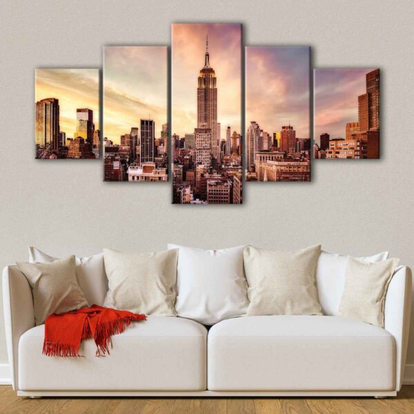 5 panels empire state building canvas art