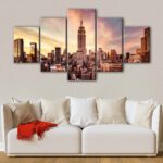 5 panels empire state building canvas art