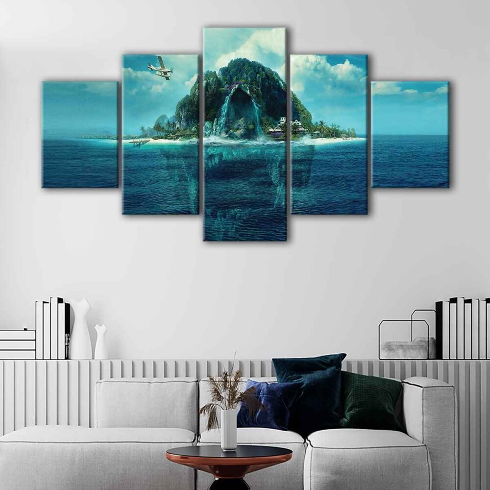 5 panels fantasy island canvas art