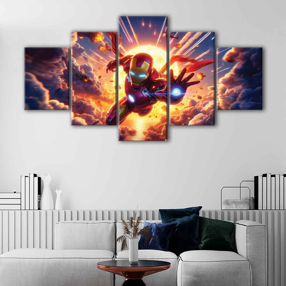 5 panels iron man canvas art