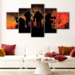 5 panels ninja turtle in fire canvas art