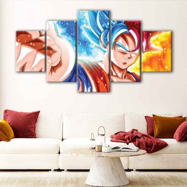 5 panels super saiyan warrior canvas art