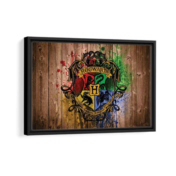 Hogwarts logo framed canvas black frame