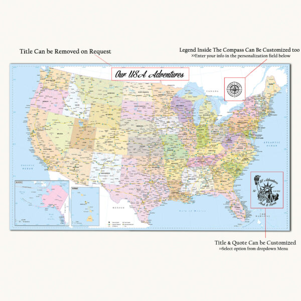 USA road trip map detailed