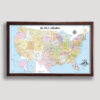 USA road trip push pin map - brown frame