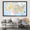 USA road trip push pin map framed