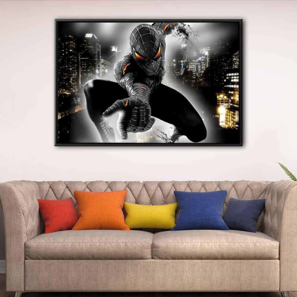 dark spider man floating frame canvas