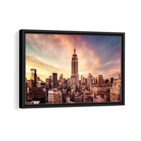 empire state building framed canvas black frame