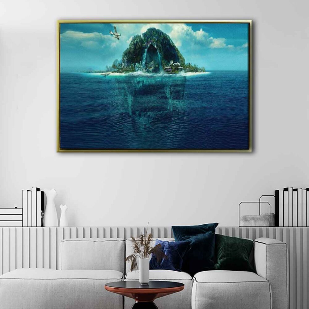 fantasy island floating frame canvas