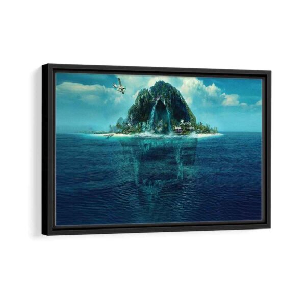 fantasy island framed canvas black frame