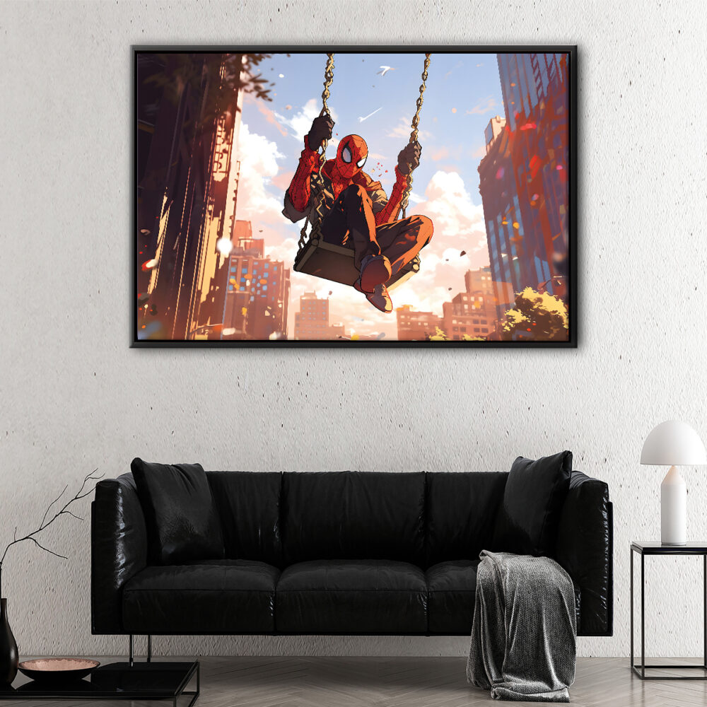 funny spider man floating frame canvas