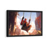 funny spider man framed canvas black frame