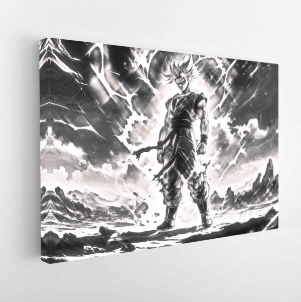 goku black and white stretched canvas