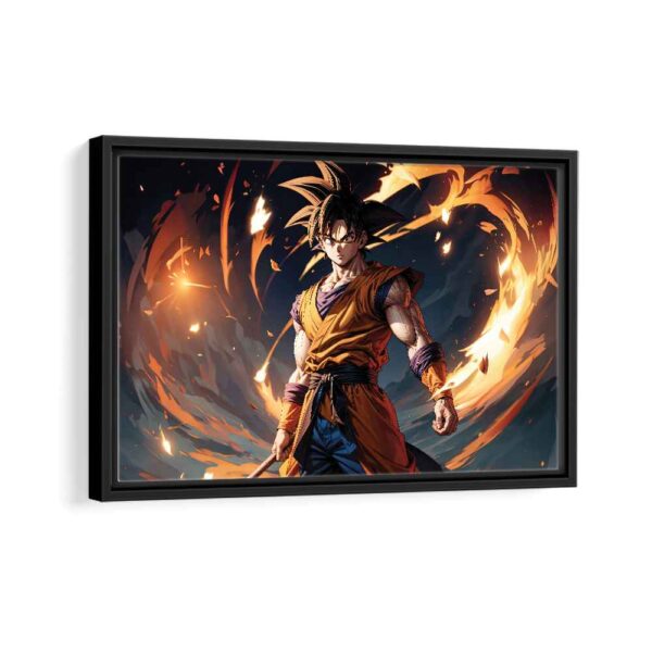 goku on fire framed canvas black frame