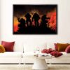 ninja turtle in fire floating frame canvas