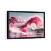 pink wave framed canvas black frame