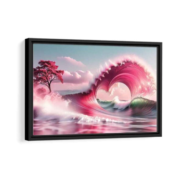 pink wave framed canvas black frame