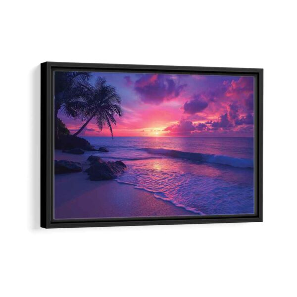 tropical beach framed canvas black frame