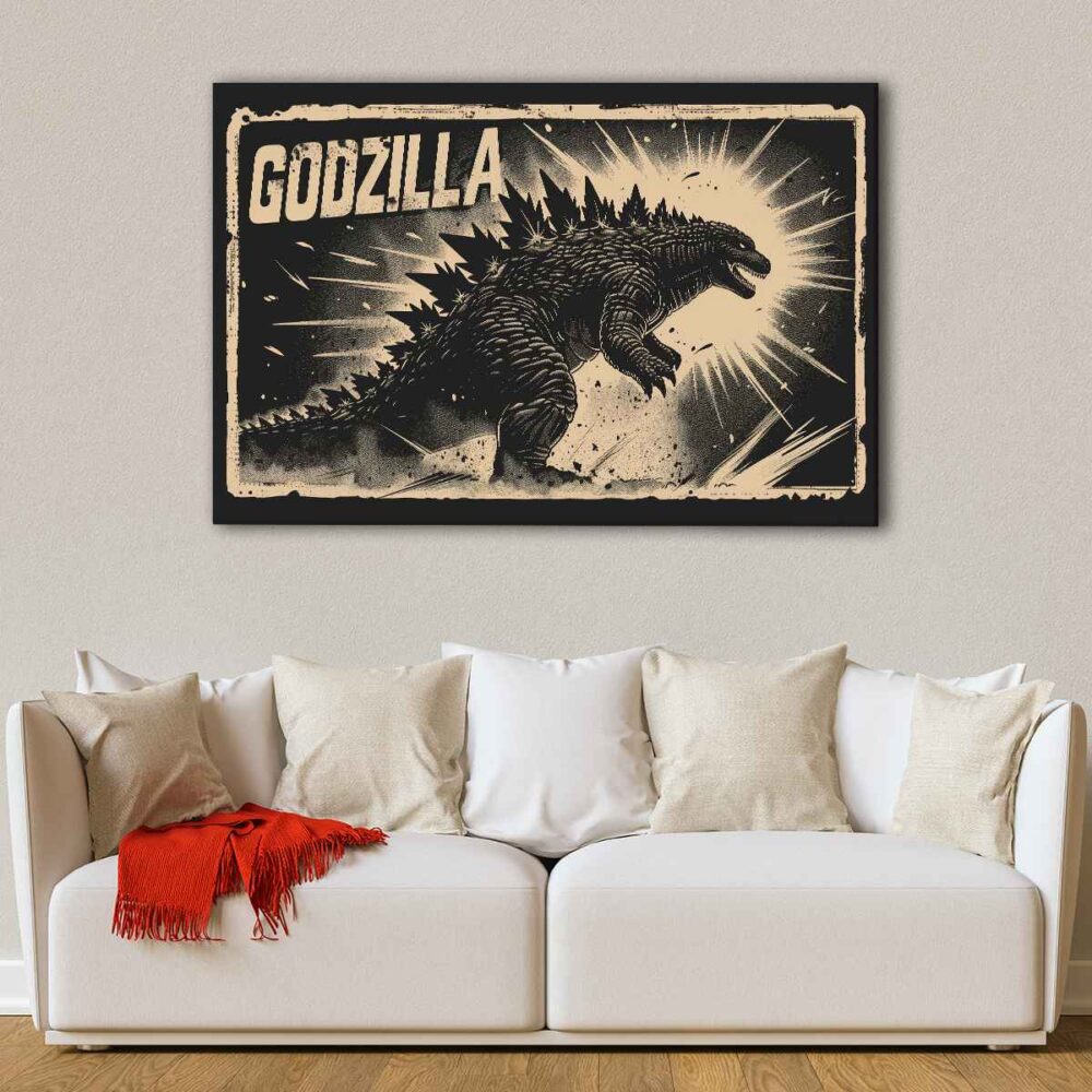 1 panel godzilla canvas art