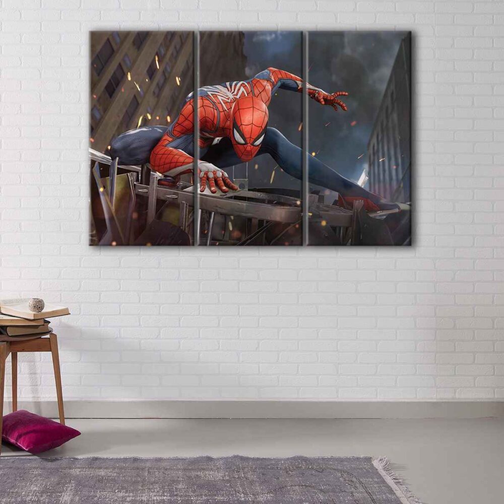 3 panel spider man canvas art