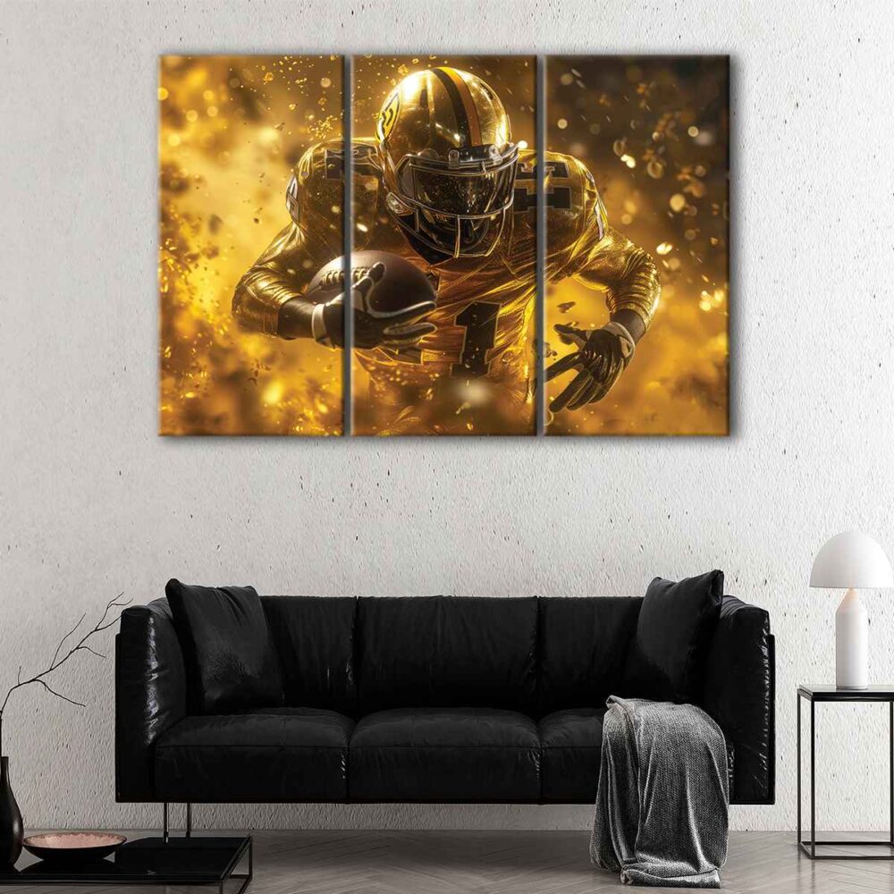 3 panels american football player canvas art