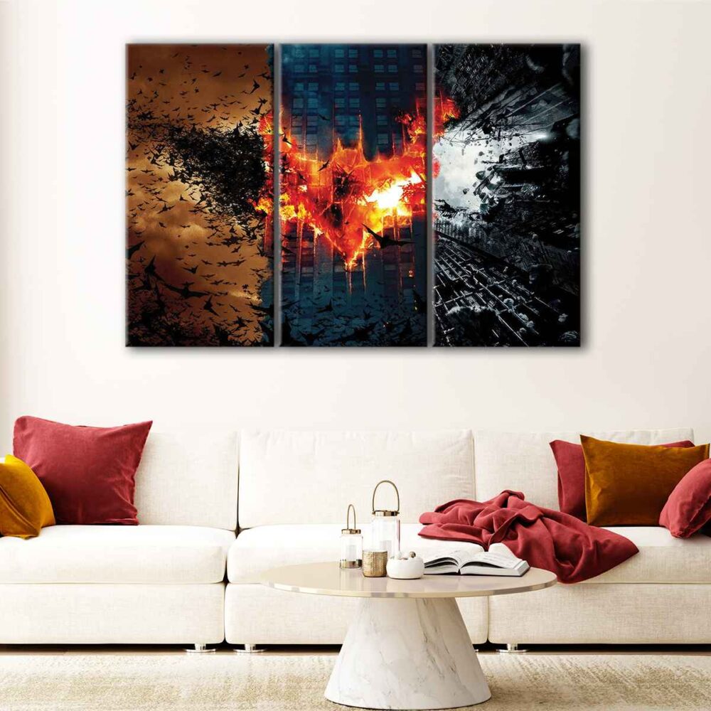 3 panels batman begins canvas art