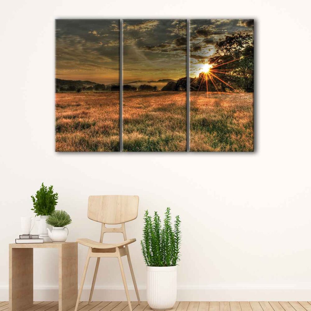 3 panels country summer sunset canvas art