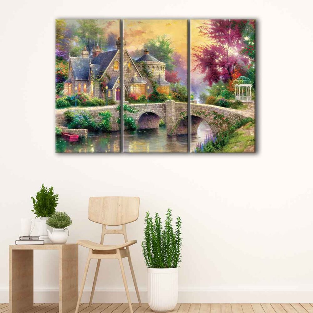 3 panels lamplight manor canvas art