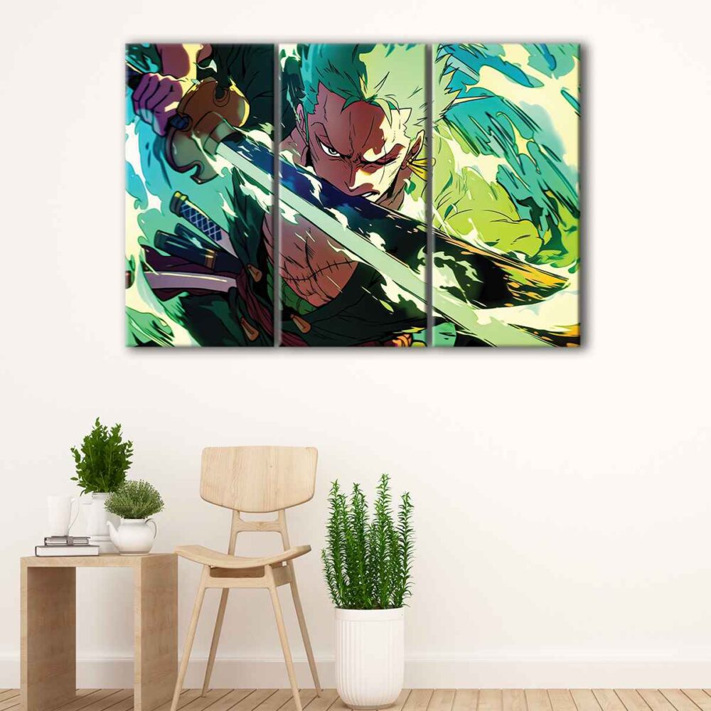 3 panels roronoa zoro canvas art