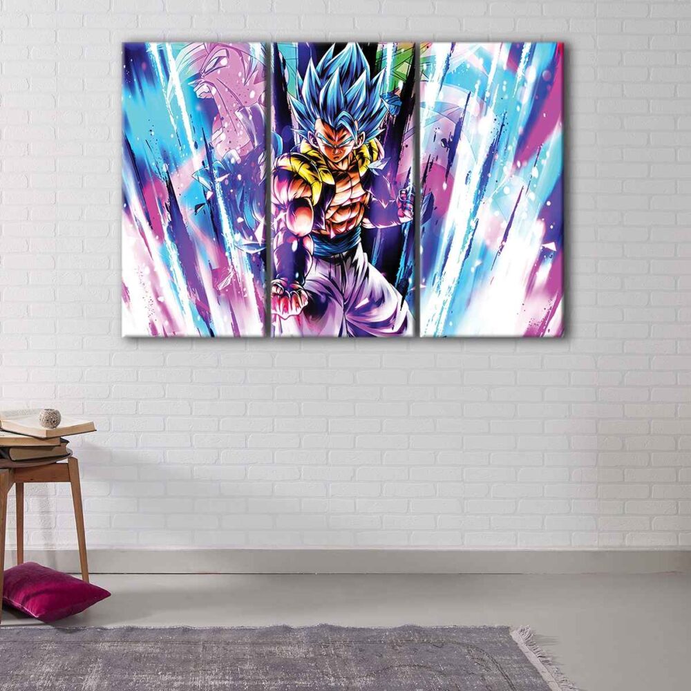 3 panels super saiyan fury canvas art