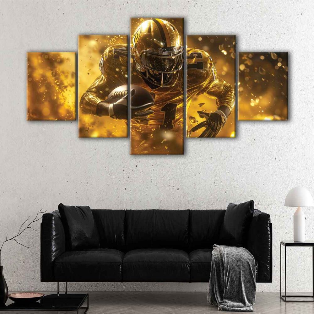 5 panels american football player canvas art