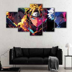 5 panels anime warriors canvas art