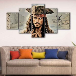 5 panels captain jack sparrow canvas art