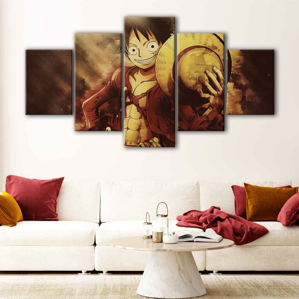 5 panels monkey d luffy canvas art