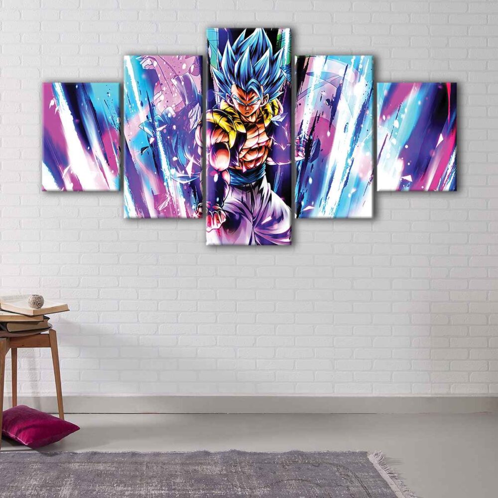 5 panels super saiyan fury canvas art