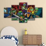 5 panels turtle ninja cartoon canvas art