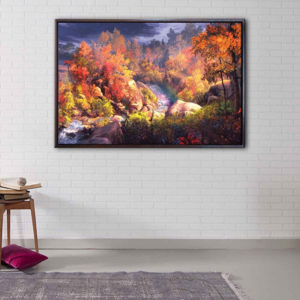 autumn forest floating frame canvas