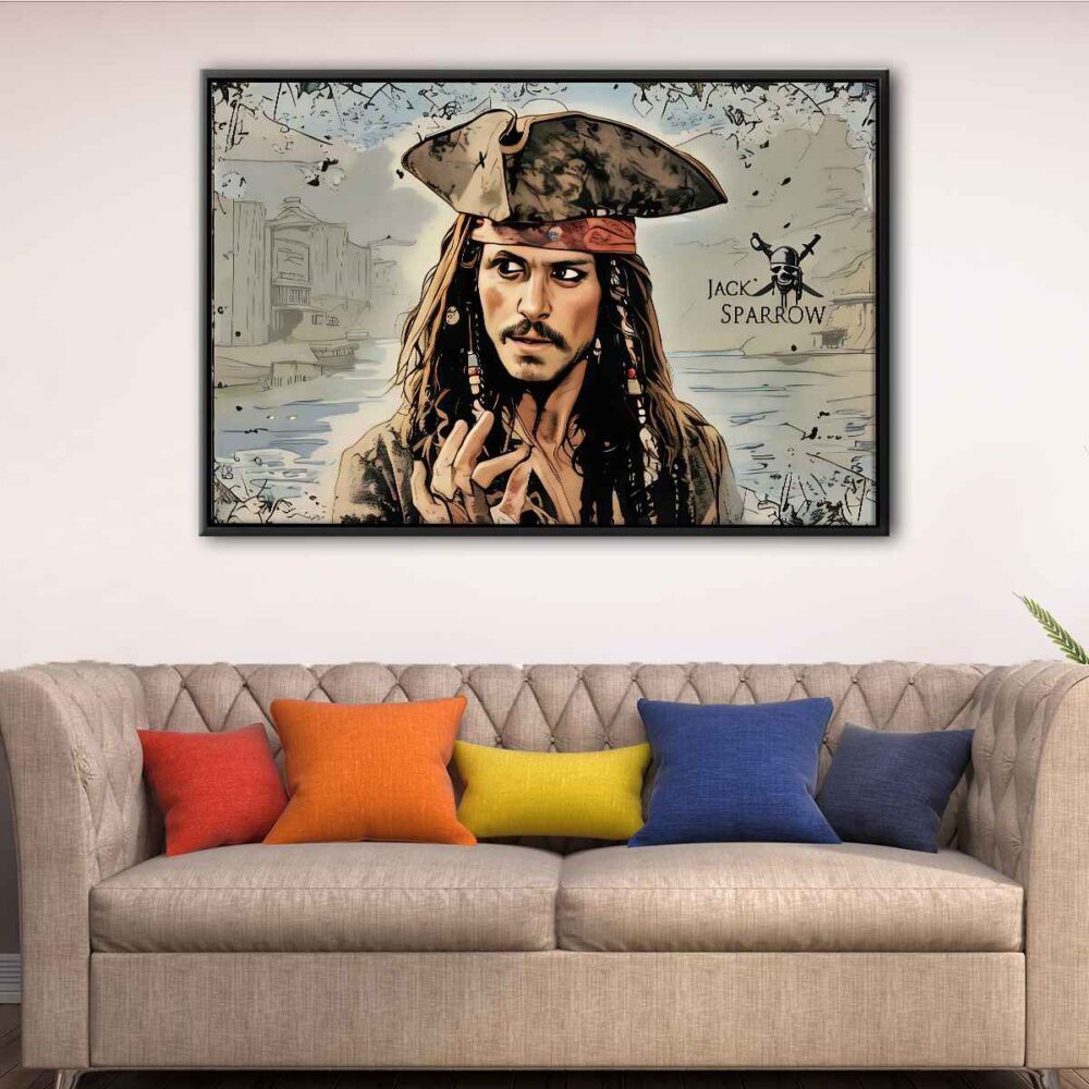 captain jack sparrow floating frame canvas