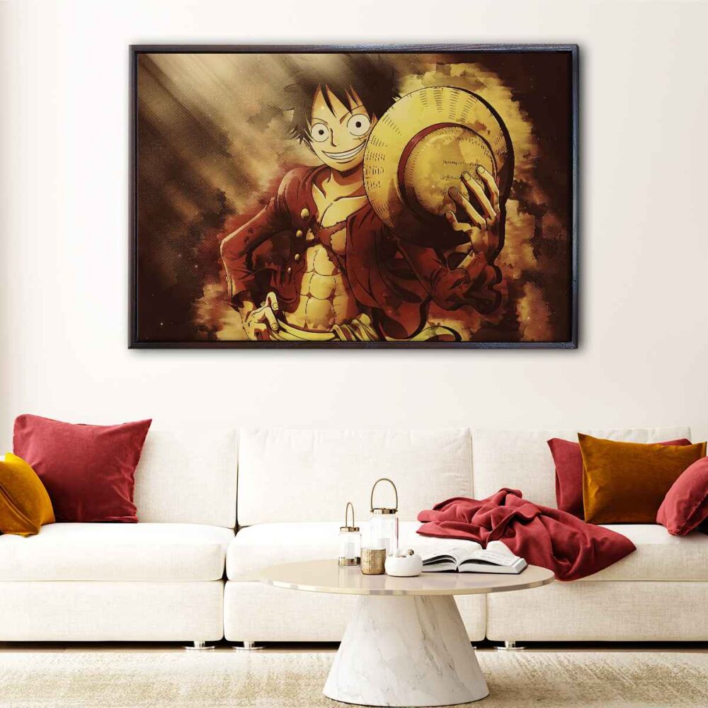 monkey d luffy floating frame canvas