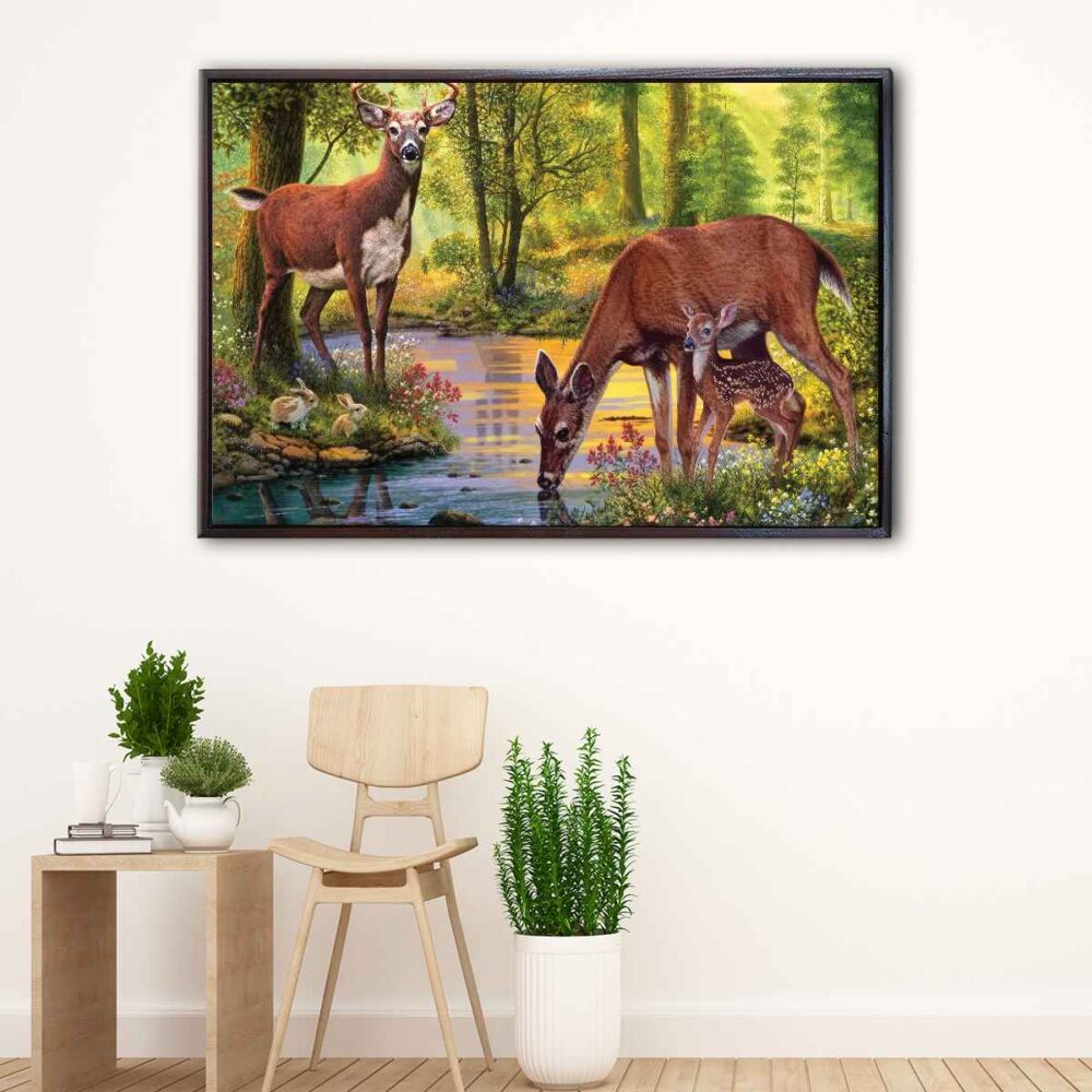 peaceful jungle floating frame canvas