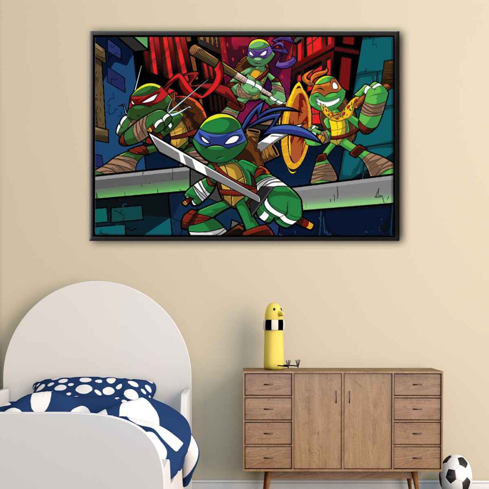 turtle ninja cartoon floating frame canvas